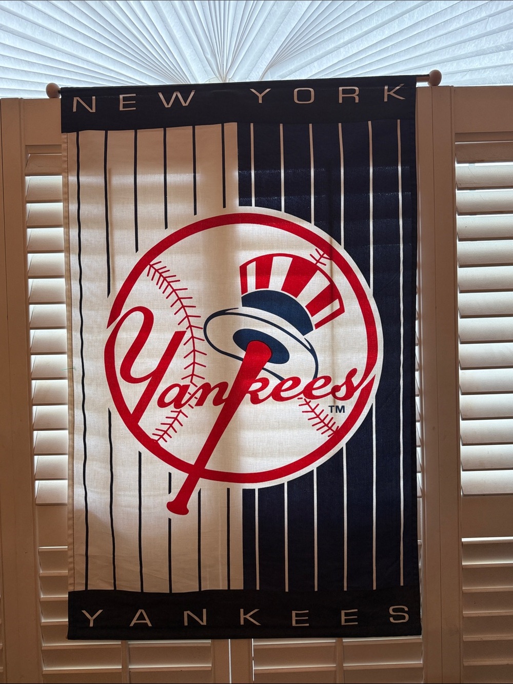 New York Yankees Striped Logo Banner - Navy, White, Red